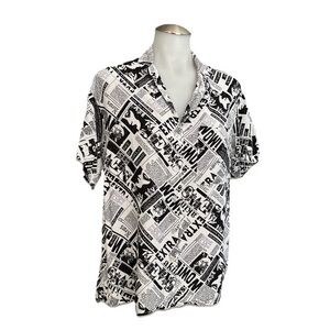 Self Esteem Black and White Casual Button Down Shirt